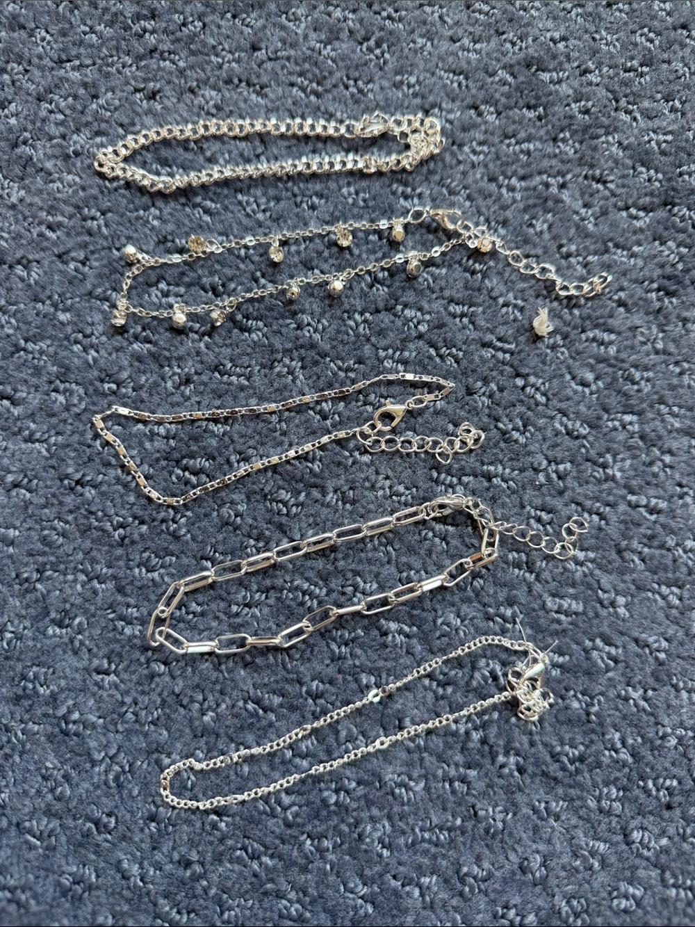 Set of 5Delicate Silver Tone Layered bracelet Set